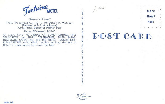 Fontaine Motel - Old Post Card